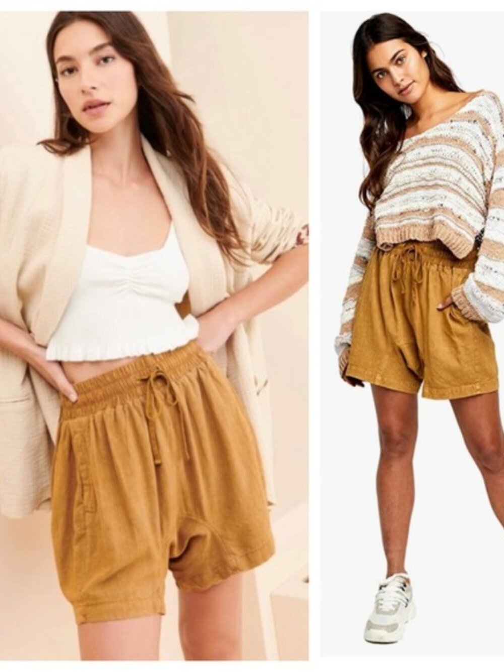 NWT Free People Womens Shorts Need To Escape Savanna Linen Blend Pull On Size XS